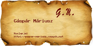 Gáspár Máriusz névjegykártya